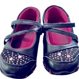 Sketchers Black‎ and Pink Dress Shoes with Rhinestone Detail